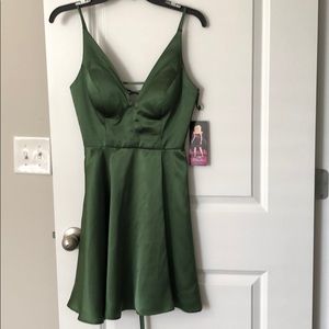 NWT sexy green halter mini dress